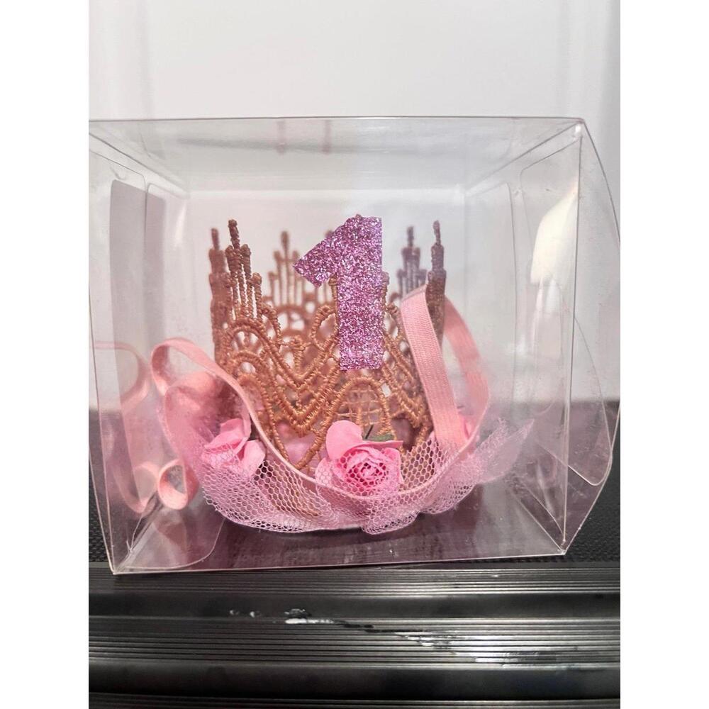 Pink First Birthday Princess Crown Headband - Girls